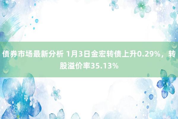 债券市场最新分析 1月3日金宏转债上升0.29%，转股溢价率35.13%