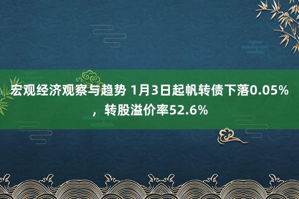 宏观经济观察与趋势 1月3日起帆转债下落0.05%，转股溢价率52.6%