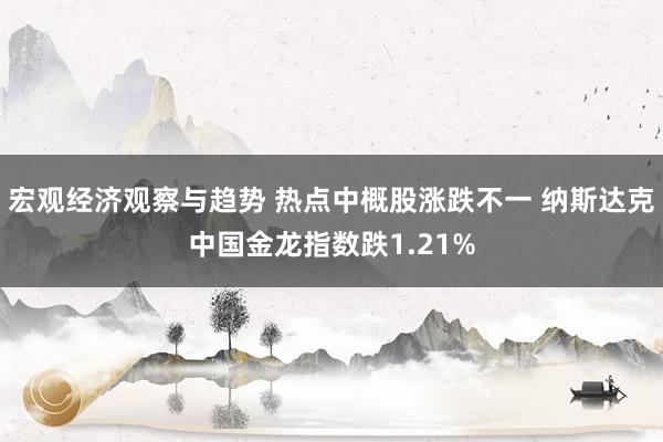 宏观经济观察与趋势 热点中概股涨跌不一 纳斯达克中国金龙指数跌1.21%