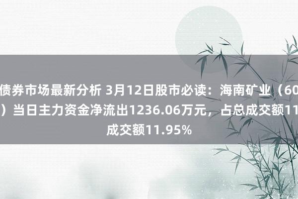 债券市场最新分析 3月12日股市必读：海南矿业（601969）当日主力资金净流出1236.06万元，占总成交额11.95%