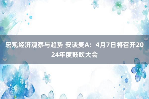 宏观经济观察与趋势 安谈麦A：4月7日将召开2024年度鼓吹大会