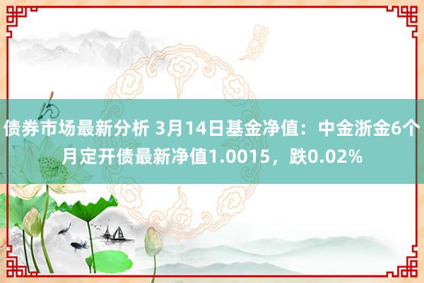 债券市场最新分析 3月14日基金净值：中金浙金6个月定开债最新净值1.0015，跌0.02%